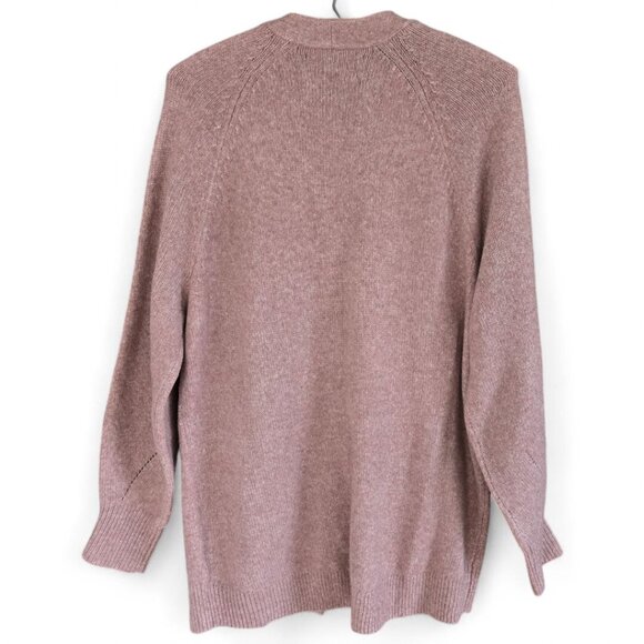 Calvin Klein Jeans Womens Cardigan Large Light Pink Mauve Long Sleeve Pockets - Picture 2 of 7